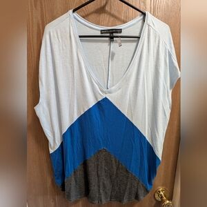 White House Black Market Blue and Gray Chevron Top